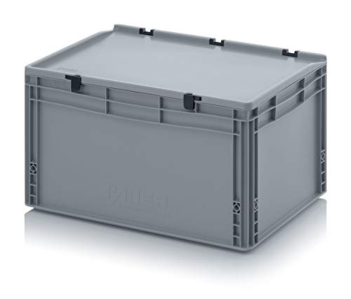 Auer Packaging Eurobehälter-Eurobox 60 x 40 x 33,5 cm mit Scharnierdeckel - Lagerbox Stapelbox Lagerkiste Plastik Box mit Deckel Aufbewahrungskiste große Kiste 600x400x335 von Auer Packaging