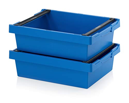 2x Mehrwegbehälter 60 x 40 x 17 blau mit Stapelbügel inkl. Zollstock * stapelbar 600x400x17 60x40x17 von Auer Packaging