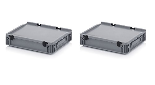 Auer Packaging 2x Eurobehälter-Eurobox 40 x 30 x 9 cm mit Scharnierdeckel inkl. gratis Zollstock * 2er Set von Auer Packaging