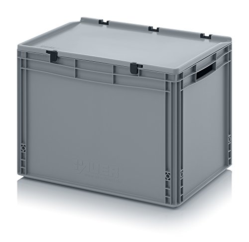 Auer Packaging Eurobehälter-Eurobox 60 x 40 x 43,5 cm mit offenen Griffen und Scharnierdeckel inkl. gratis Zollstock von Auer Packaging