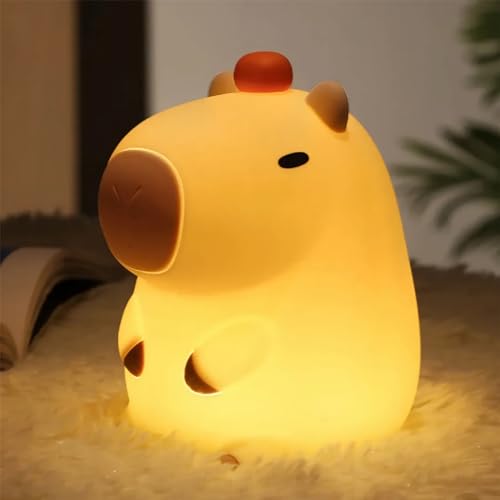 Auezona Nachtlicht Kinder, Capybara Lampe, Led Silikon Nachtlicht Baby mit Timer Dimmbar Touch Lampe, USB Aufladbare,Nachttischlampe Kinder Stilllicht Dimmbar Baby Geschenk Junge Mädchen von Auezona