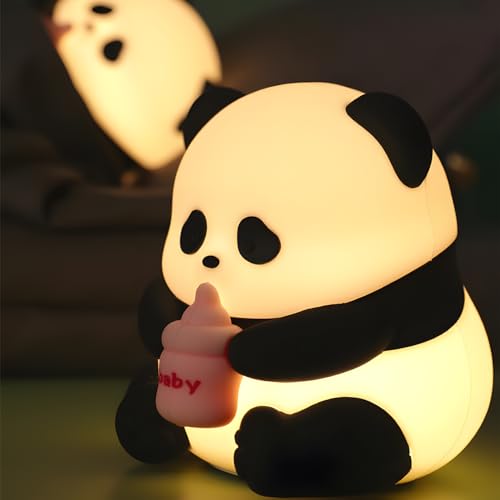 Panda Nachtlicht Kinder, Silikon Led Nachtlicht Baby Stilllicht Dimmbar mit Timer, Aufladbar Nachtlampe Touch Kinder, Kawaii Deko Baby nachtlicht Kinderzimmer, Panda Geschenk für Mädchen Jungen von Auezona