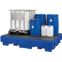 asecos® Auffangwanne aus PE für IBC-Container, integrierter Abfüllbereich, HxBxT 450 x 2.460 x 1.800 mm, Gitterrost aus PE von asecos®