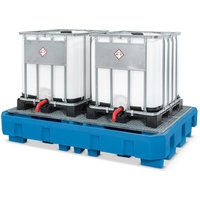 asecos® Auffangwanne aus PE für IBC-Container, integrierter Abfüllbereich, HxBxT 450 x 2.460 x 1.800 mm, verzinkter Gitterrost von asecos®