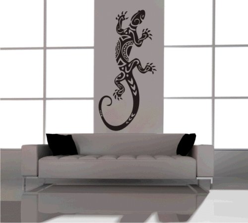 Gecko Maori Aufkleber Wandbild Wandtattoo in 27 Farben und Verschiedene Größen (ca. 120 cm x 57 cm) Schwarz von Aufkleber2009