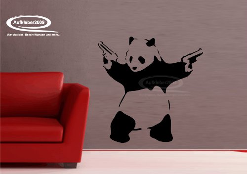 Panda Banksy Art als Wandtattoo I Aufkleber in 27 Farben und versch. Gr. - ca. 61 x 60 cm (bxh)- SCHWARZ von Aufkleber2009