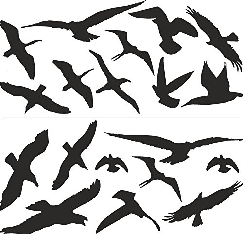 Vogelschutz und Fensterschutz 19er Set Vogel Aufkleber Warnvögel, wetterfest, sehr gross von Aufkleber2009
