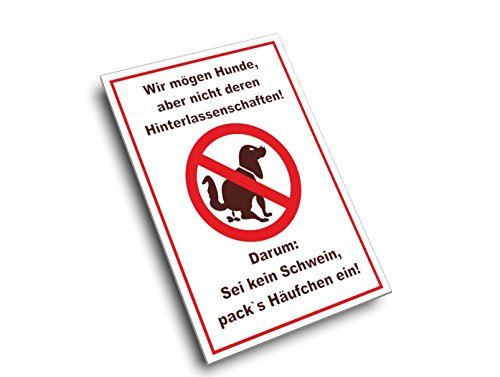 Hundekot Schild - Sei kein Schwein - DIN A5 - mit Selbstklebepunkten geliefert von AufkleberDealer.de