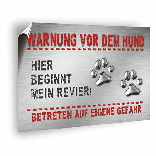 Warnung vor dem Hund! Aufkleber 30 x 20 cm, PVC Folie für den langfristigen Außeneinsatz, UV beständig und wetterfest - Wieder entfernbar! von AufkleberDealer.de