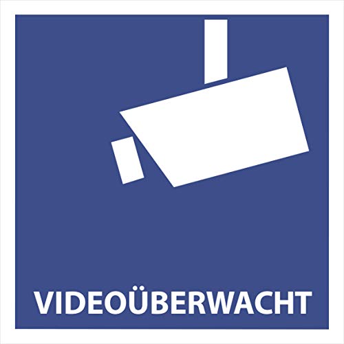 10 Videoüberwacht Aufkleber - Aufkleber Videoüberwacht (10 Stück) 105 x 105 mm Videoüberwacht-Aufkleber vorgestanzt, selbstklebend Video Aufkleber, Diebstahlschutz - Warnzeichen Warnschild von Aufklebo