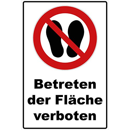 Schild Betreten der Fläche verboten Schild Verbotszeichen Mehrfarbig 30 x 20 x 0,3 cm Hartschaumplatte von Aufklebo