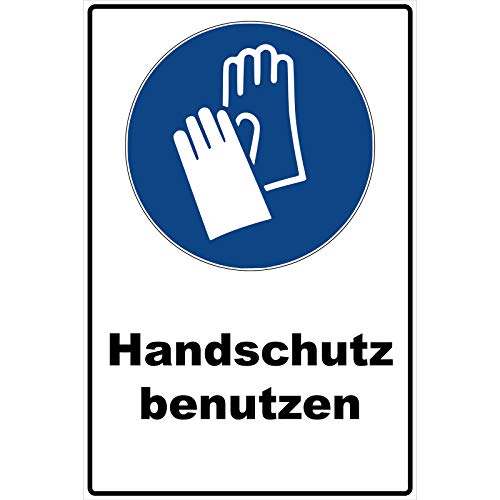 Schild Handschutz benutzen Schild Gebotszeichen blau 30 x 20 x 0,3 cm Hartschaumplatte Handschuhe anziehen benutzen Schild überkleben, Handschutz benutzen Gebotszeichen Warnzeichen anziehen M009 von Aufklebo