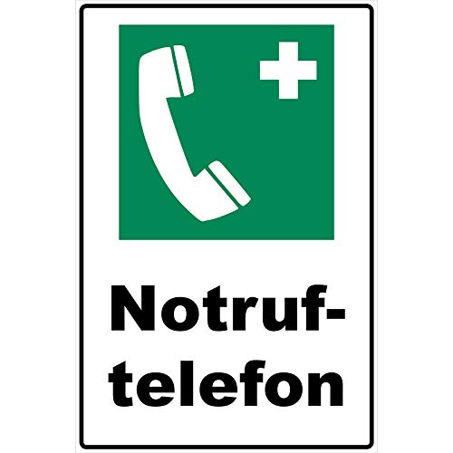 Schild Notruftelefon Schild Rettungszeichen grün 30 x 20 x 0,3 cm Hartschaumplatte von Aufklebo