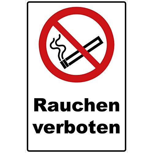 Schild Rauchen verboten Schild Verbotszeichen Mehrfarbig 30 x 20 x 0,3 cm Hartschaumplatte Rauchverbot Schild, Nichtraucher Schild P002 - Rauchen-verboten von Aufklebo
