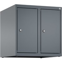 C+P Aufsatzschrank für Kleiderspind Serie Classic PLUS, 2 Abteile Breite 250 mm, anthrazitgrau, anthrazitgrau, Zylinderschloss von C+P