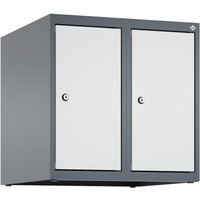 C+P Aufsatzschrank für Kleiderspind Serie Classic PLUS, 2 Abteile Breite 250 mm, anthrazitgrau, lichtgrau, Zylinderschloss von C+P