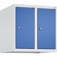 C+P Aufsatzschrank für Kleiderspind Serie Classic PLUS, 2 Abteile Breite 250 mm, lichtgrau, enzianblau, Zylinderschloss von C+P