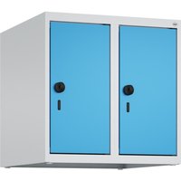 C+P Aufsatzschrank für Kleiderspind Serie Classic PLUS, 2 Abteile Breite 250 mm, lichtgrau, lichtblau, für Vorhängeschloss von C+P