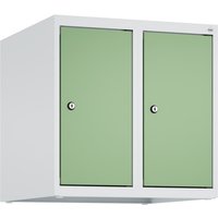 C+P Aufsatzschrank für Kleiderspind Serie Classic PLUS, 2 Abteile Breite 250 mm, lichtgrau, resedagrün, Zylinderschloss von C+P