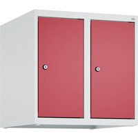 C+P Aufsatzschrank für Kleiderspind Serie Classic PLUS, 2 Abteile Breite 250 mm, lichtgrau, rubinrot, Zylinderschloss von C+P