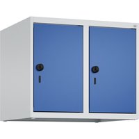 C+P Aufsatzschrank für Kleiderspind Serie Classic PLUS, 2 Abteile Breite 300 mm, lichtgrau, enzianblau, für Vorhängeschloss von C+P