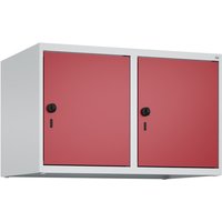 C+P Aufsatzschrank für Kleiderspind Serie Classic PLUS, 2 Abteile Breite 400 mm, lichtgrau, rubinrot, für Vorhängeschloss von C+P