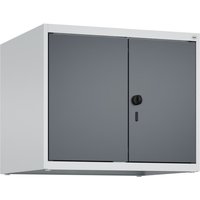 C+P Aufsatzschrank für Kleiderspind Serie Classic PLUS, 2 Abteile mit Trennwand, Breite 300 mm, lichtgrau, anthrazitgrau, für Vorhängeschloss von C+P