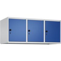 C+P Aufsatzschrank für Kleiderspind Serie Classic PLUS, 3 Abteile Breite 400 mm, lichtgrau, enzianblau, für Vorhängeschloss von C+P