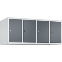 C+P Aufsatzschrank für Kleiderspind Serie Classic PLUS, 4 Abteile Breite 300 mm, lichtgrau, anthrazitgrau, Zylinderschloss von C+P