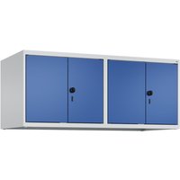 C+P Aufsatzschrank für Kleiderspind Serie Classic PLUS, 4 Abteile Breite 300 mm, lichtgrau, enzianblau, für Vorhängeschloss von C+P