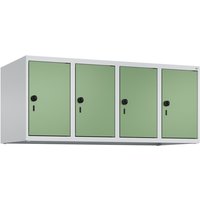 C+P Aufsatzschrank für Kleiderspind Serie Classic PLUS, 4 Abteile Breite 300 mm, lichtgrau, resedagrün, für Vorhängeschloss von C+P