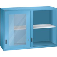 LISTA Aufsatzschrank mit Schiebetüren 78x27E, (BxTxH) 1431x572x1000mm, Sichtfenster, lichtblau von Lista