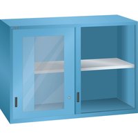 LISTA Aufsatzschrank mit Schiebetüren 78x36E, (BxTxH) 1431x725x1000mm, Sichtfenster, lichtblau von Lista