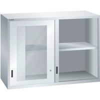 LISTA Aufsatzschrank mit Schiebetüren 78x36E, (BxTxH) 1431x725x1000mm, Sichtfenster, lichtgrau von Lista
