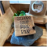 Flaschenöffner, Schere Stein Paar Bier, Holz, Upcycling, Bieröffner, Geschenk von Auftragsbastelei
