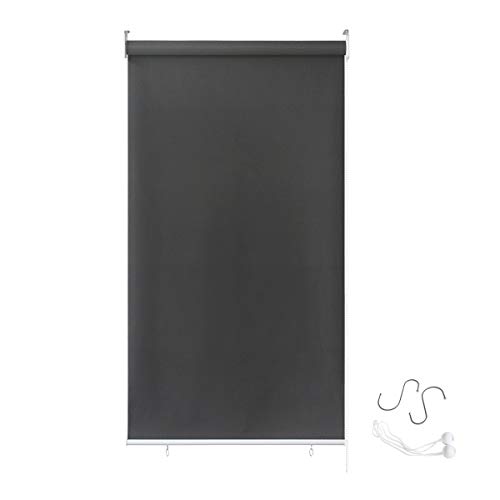 AufuN Außenrollo Balkon Outdoor Rollo Wetterfest 100 x 240 cm Outdoorrollo Sonnenschutz Balkonrollo UV Schutz, Reflektierende Thermofunktion für Fenster & Türen, Anthrazit von AufuN