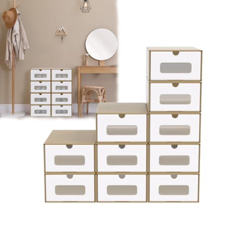 AufuN 10er Stapelbar Schuhboxen aus Kraftpapier mit Deckel & Transparent Sichtfenster, Praktische Schuhaufbewahrung Aufbewahrungsbox 35x24x14cm, Stauraum Organizer für Schuhe, Braun AufuN 10er Stapelbar Schuhboxen aus Kraftpapier mit Deckel & Transparent Sichtfenster, Praktische Schuhaufbewahrung Aufbewahrungsbox 35x24x14cm, Stauraum Organizer für Schuhe, Braun von AufuN