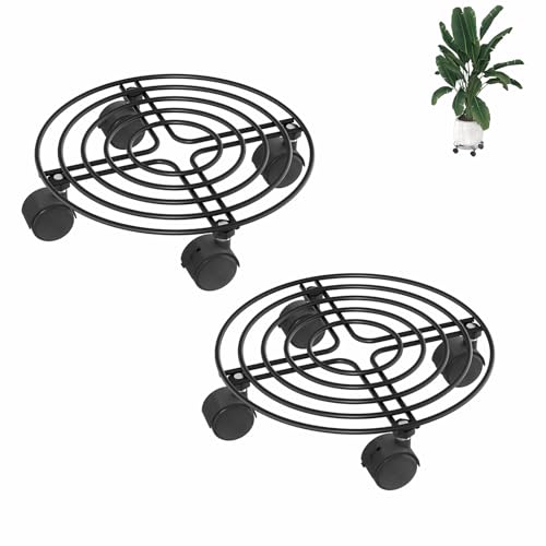 AufuN 2 Stück Pflanzenroller Rund Metall, Ø30cm Blumentopf Untersetzer mit Abschließbaren Rollen, Blumenroller Pflanzen Rollbrett Transportroller Für Innenbereich Außenbereich Haus und Garten, Tye B AufuN 2 Stück Pflanzenroller Rund Metall, Ø30cm Blumentopf Untersetzer mit Abschließbaren Rollen, Blumenroller Pflanzen Rollbrett Transportroller Für Innenbereich Außenbereich Haus und Garten, Tye B von AufuN