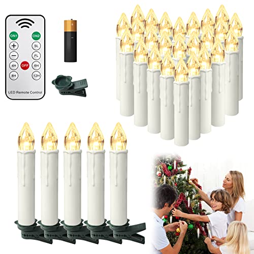 AufuN 40er LED Kerzen Kabellos Weihnachtskerzen mit Fernbedienung, Christbaumkerzen mit Fernbedienung, als Dekoration für Weihnachten, Weihnachtsbaum, Party(Warmweiß) von AufuN