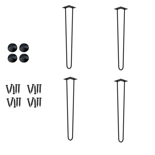 AufuN 4er Set Haarnadel Tischbeine 45cm Metall Hairpin Leg Austauschbare Tisch &Schrank Beine Haarnadelbeine Tischgestell aus Stahl mit Bodenschoner und Schrauben Verfügbar für Schreibtisch Esstisch von AufuN