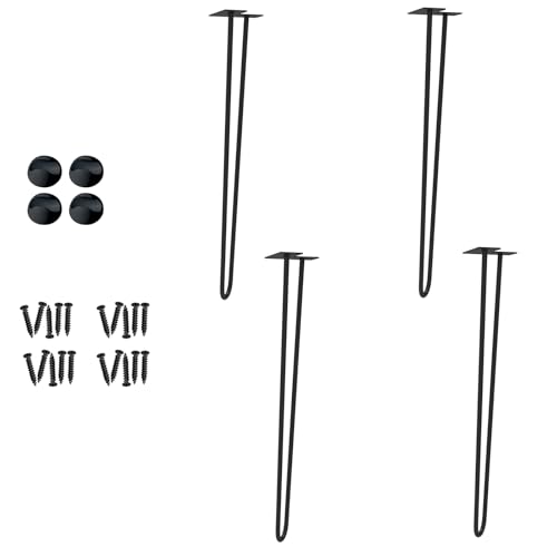 AufuN 4er Set Haarnadel Tischbeine 72cm Metall Hairpin Leg Austauschbare Tisch &Schrank Beine Haarnadelbeine Tischgestell aus Stahl mit Bodenschoner und Schrauben Verfügbar für Schreibtisch Esstisch von AufuN