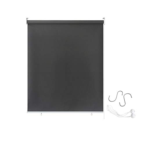 AUFUN Außenrollo Balkon Outdoor Rollo Wetterfest 100 x 140 cm Outdoorrollo Sonnenschutz Balkonrollo UV Schutz, Reflektierende Thermofunktion für Fenster & Türen, Anthrazit von AufuN