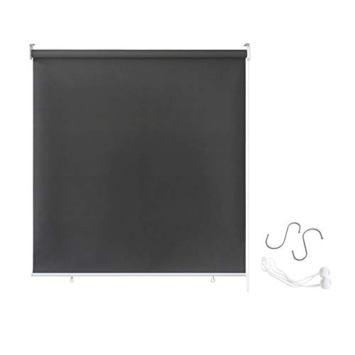 AufuN Außenrollo Balkon Outdoor Rollo Wetterfest 140 x 140 cm Outdoorrollo Sonnenschutz Balkonrollo UV Schutz, Reflektierende Thermofunktion für Fenster & Türen, Anthrazit von AufuN