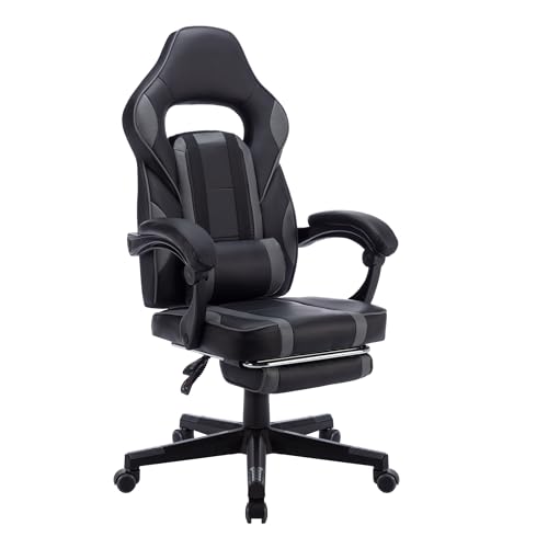 AufuN Gaming Stuhl, Bürostuhl Ergonomisch mit Vibration Massage Lendenkissen, Fußstütze, Kopfstütze, Ergonomisch, Massage Gaming Sessel für Livestreaming Xbox, 150 kg Belastbarkeit (Tye B) von AufuN