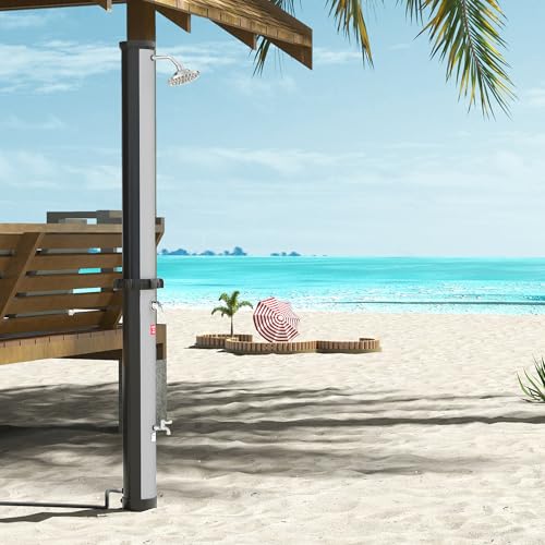 AufuN Gartendusche Solar Aussendusche 40 Liter Solardusche Warmes Wasser max. 60°C, Außendusche Pooldusche mit Duschkopf Für handelsübliche Gartenschläuche geeignet, Schwarz+Silber AufuN Gartendusche Solar Aussendusche 40 Liter Solardusche Warmes Wasser max. 60°C, Außendusche Pooldusche mit Duschkopf Für handelsübliche Gartenschläuche geeignet, Schwarz+Silber von AufuN