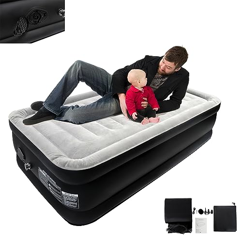 AufuN Luftbett Selbstaufblasend, Aufblasbare Matratze Gästebett mit Integrierter Elektrischer Pumpe, Luftmatratze für Camping oder Heimgebrauch Mit Tasche, 300KG MAX, 187 x 90 x 46cm von AufuN