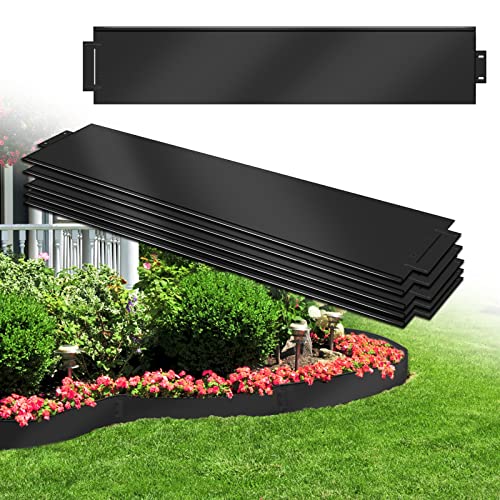 AufuN Rasenkante Metall 50 m x 18 cm Verzinkt Beetumrandung Beeteinfassung Mähkante Palisade 50 Stücke 100 cm x 18 cm (L x H) Rasenkante Verzinkt-Schwarz von AufuN