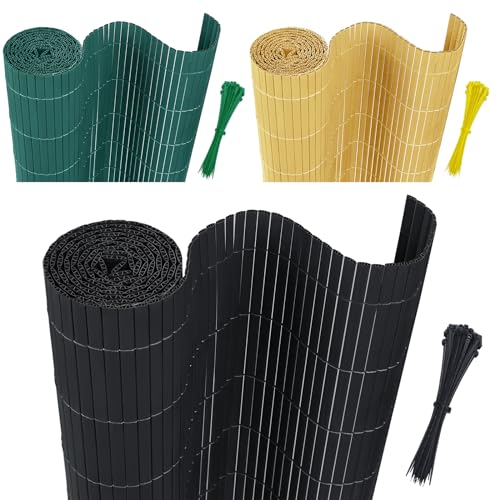 AufuN Sichtschutzmatte PVC Sichtschutzzaun 80x800cm - mit Kabelbindern Standard Sichtschutz Bambus Windschutz für Garten Balkon und Terrasse-Interne W-Struktur Verstärkte Lamellen (Anthrazit) von AufuN