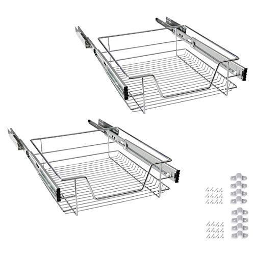 AufuN Teleskopschublade Ausziehbare Schrankauszug Ablage Küchenschublade Regal Schlafzimmerschublade Küchen Korbauszug (für 50cm Schränke) 2 Stücke von AufuN