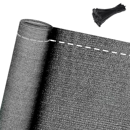 AufuN Zaunblende Schattiernetz Anthrazit 150 cm Tennisblende Sichtschutz aus HDPE 150 g/m², Zaun Windschutz Sonnenschutz Gewebe mit Kabelbinder für Sportplatz, Garten (Grau, 1,5 x 10 m (HxL)) von AufuN